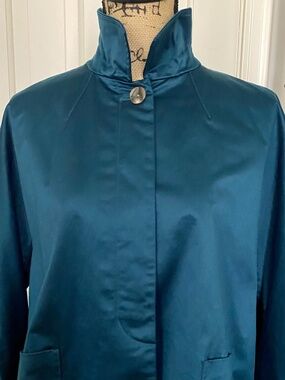 Teal Blue-Green Silky Sateen Jacket by J.Jill.